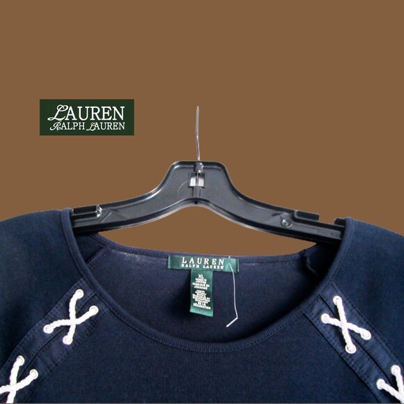 LAUREN RALPH LAUREN NEW Coastal Grandmother Nautical Stripe 3/4-Sleeve Dress XL - Picture 6 of 12